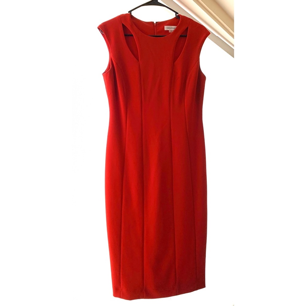 Sleek and sophisticated red sleeveless CK dress
